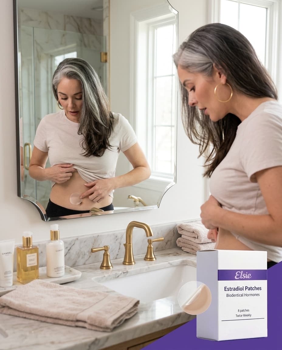 Applying an Elsie estradiol patch